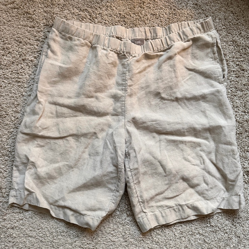 J. Jill 100% Linen Pull-On Shorts Beige/Cream Size 1X